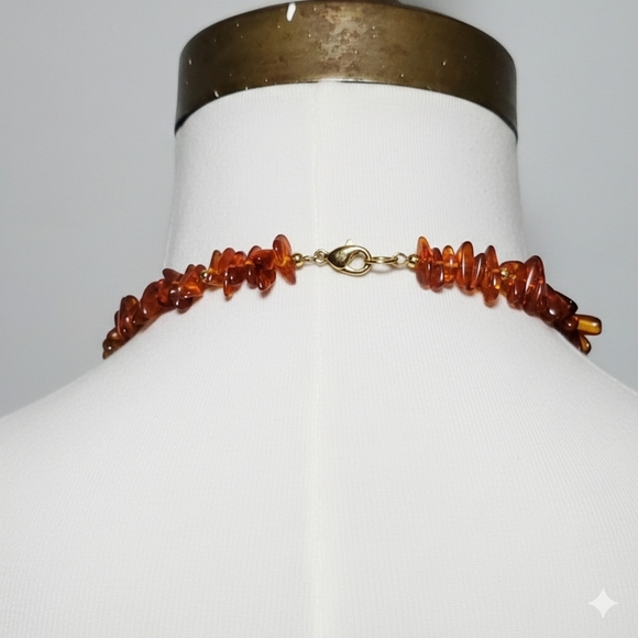 Turquoise Amber 26" Necklace Vintage Gold Plated Natural Gemstone Lobster Clasp - Picture 5 of 8